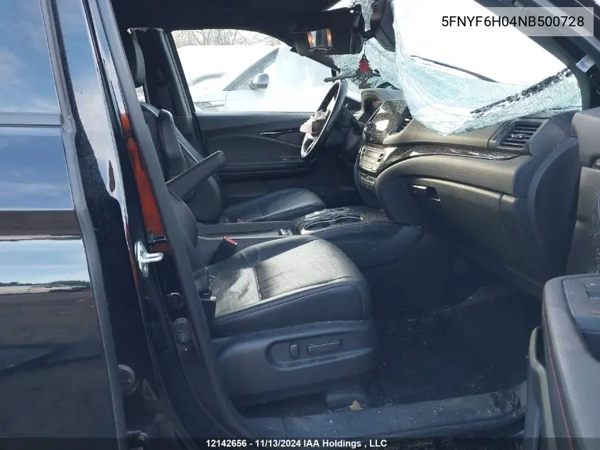 2022 Honda Pilot VIN: 5FNYF6H04NB500728 Lot: 12142656