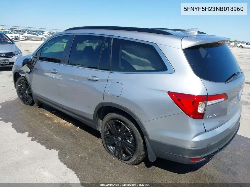 2022 Honda Pilot 2Wd Special Edition VIN: 5FNYF5H23NB018960 Lot: 41992139