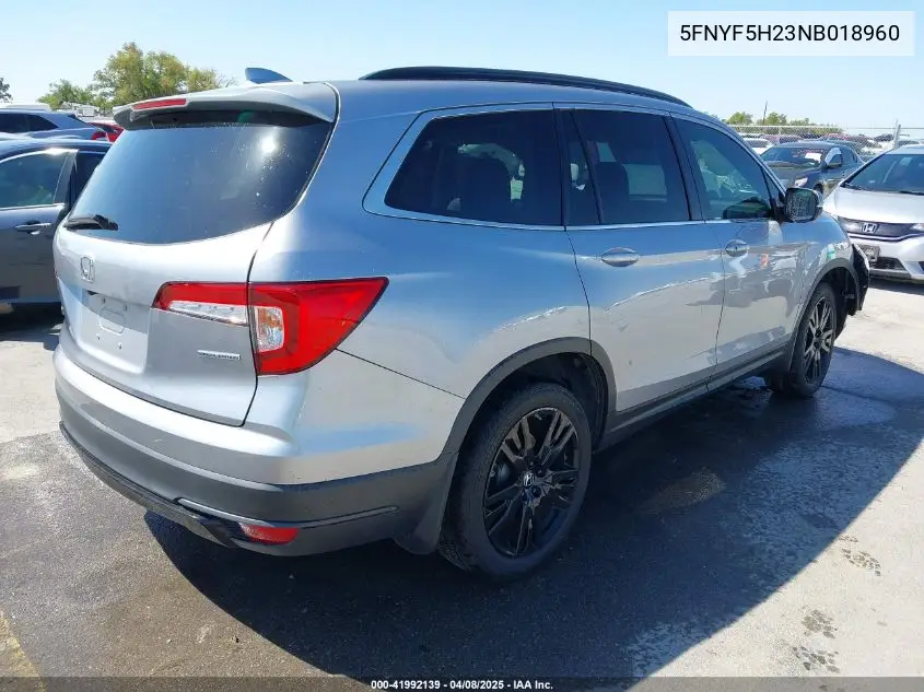 2022 Honda Pilot 2Wd Special Edition VIN: 5FNYF5H23NB018960 Lot: 41992139