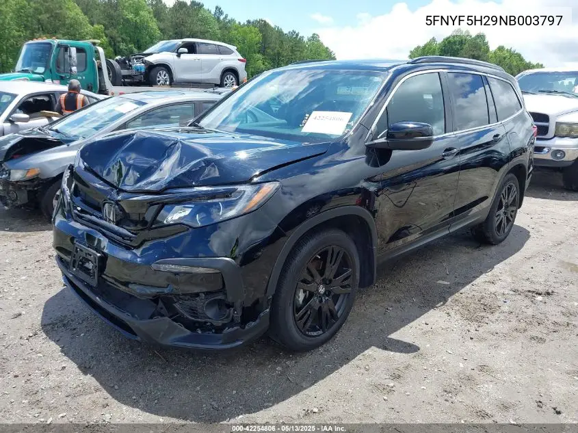 2022 Honda Pilot 2Wd Special Edition VIN: 5FNYF5H29NB003797 Lot: 42254806