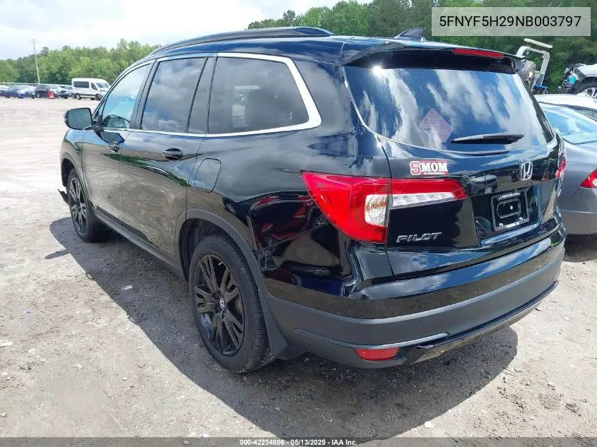 2022 Honda Pilot 2Wd Special Edition VIN: 5FNYF5H29NB003797 Lot: 42254806