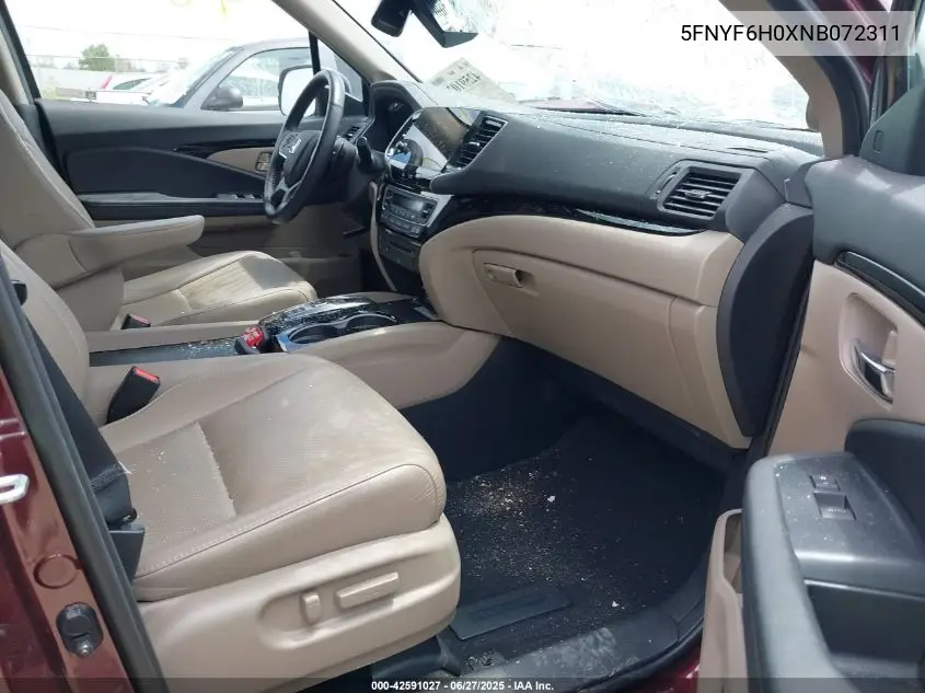 2022 Honda Pilot Awd Elite VIN: 5FNYF6H0XNB072311 Lot: 42591027