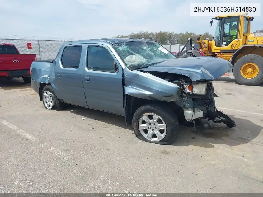 2006 Honda Ridgeline Rtl VIN: 2HJYK16536H514530 Lot: 42060110