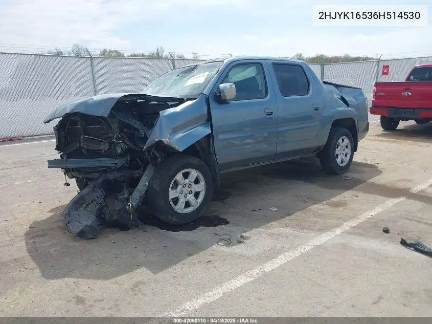 2006 Honda Ridgeline Rtl VIN: 2HJYK16536H514530 Lot: 42060110