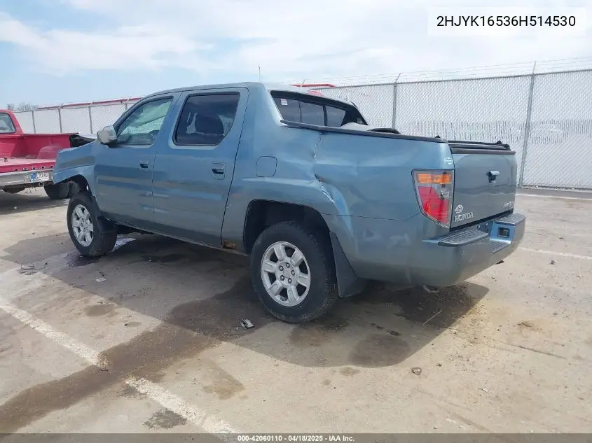 2006 Honda Ridgeline Rtl VIN: 2HJYK16536H514530 Lot: 42060110