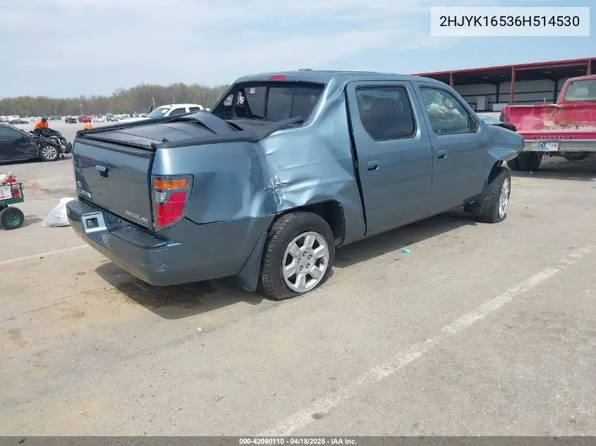 2006 Honda Ridgeline Rtl VIN: 2HJYK16536H514530 Lot: 42060110
