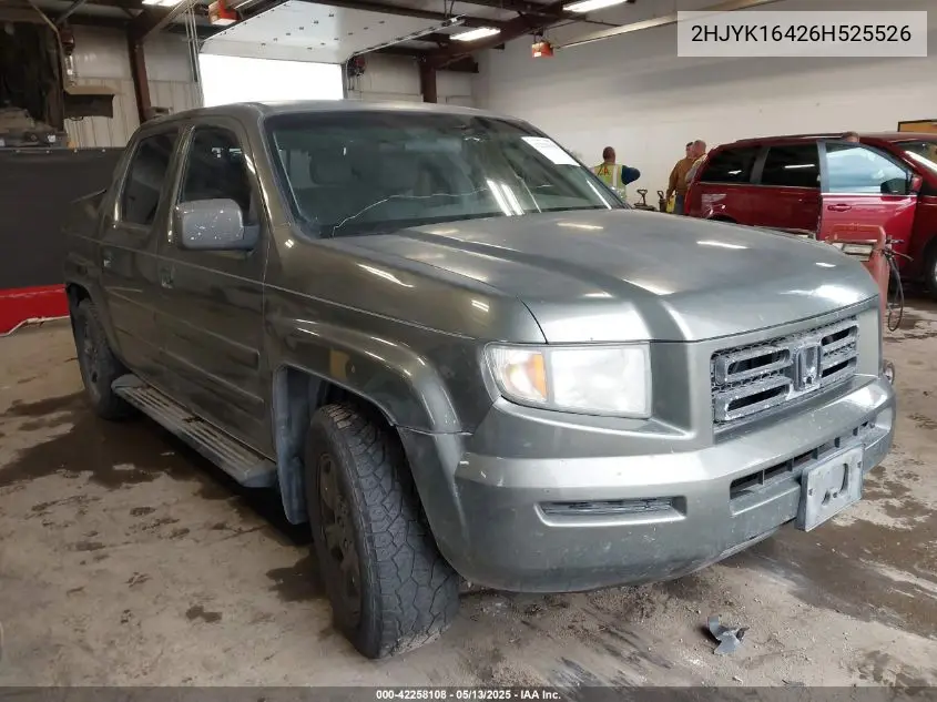2006 Honda Ridgeline Rts VIN: 2HJYK16426H525526 Lot: 42258108