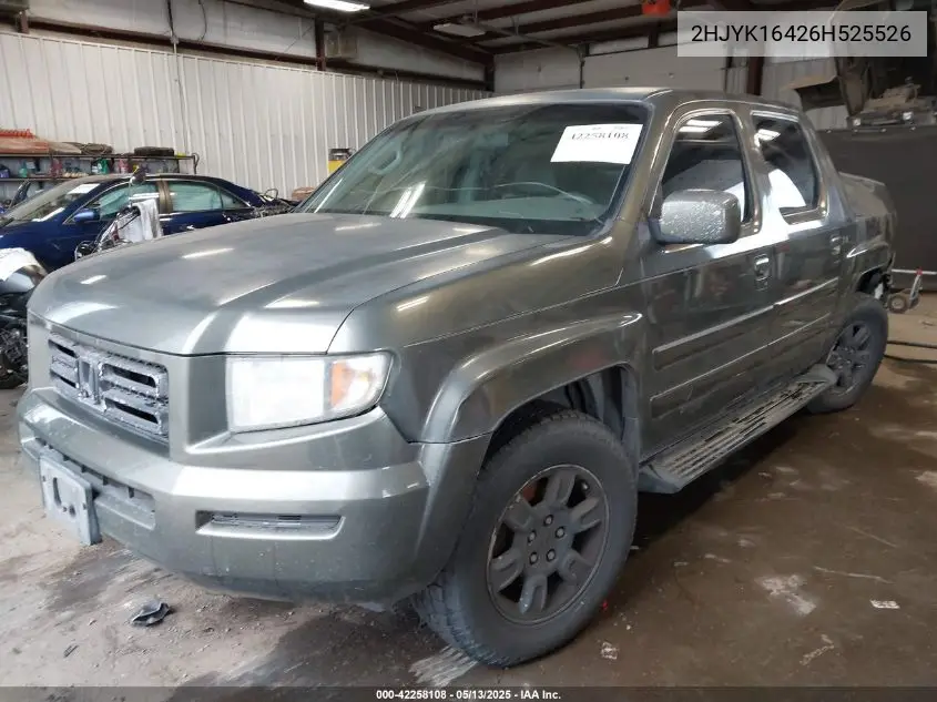2006 Honda Ridgeline Rts VIN: 2HJYK16426H525526 Lot: 42258108