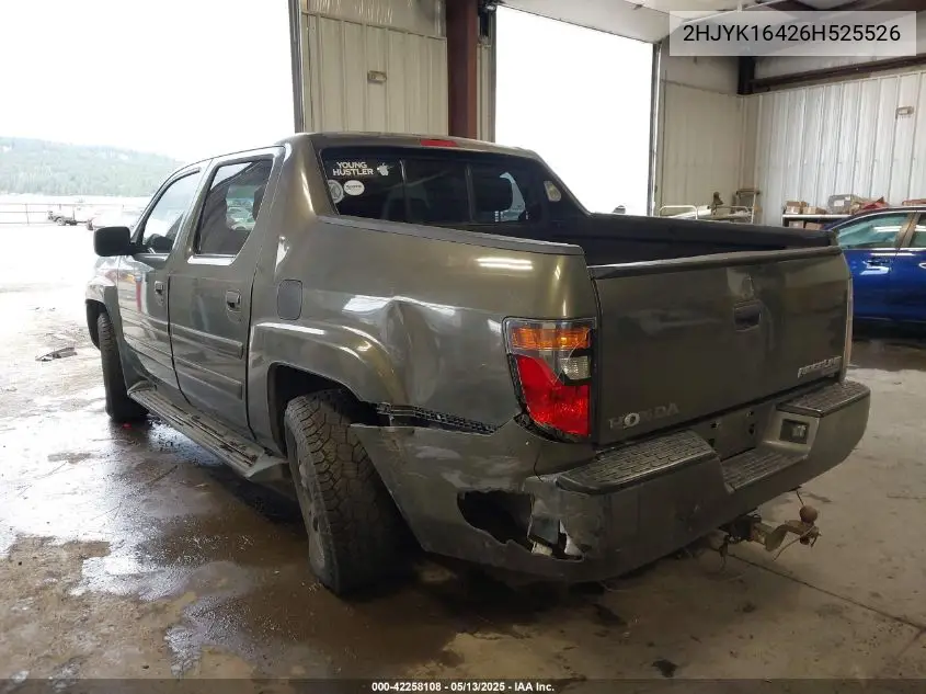 2006 Honda Ridgeline Rts VIN: 2HJYK16426H525526 Lot: 42258108