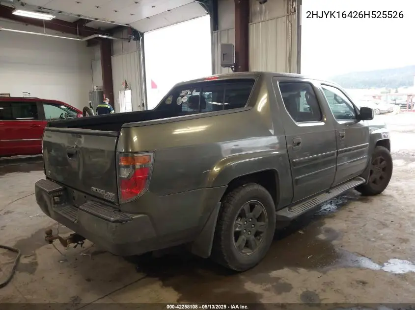2006 Honda Ridgeline Rts VIN: 2HJYK16426H525526 Lot: 42258108