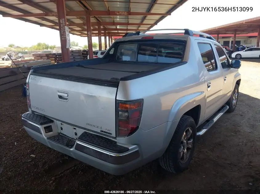 2006 Honda Ridgeline Rtl VIN: 2HJYK16536H513099 Lot: 42626186