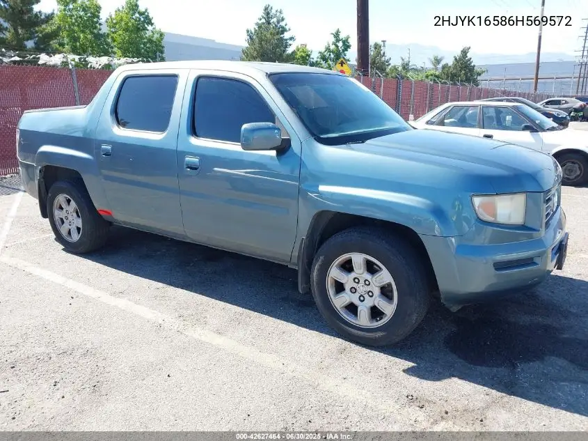 2006 Honda Ridgeline Rtl VIN: 2HJYK16586H569572 Lot: 42627464
