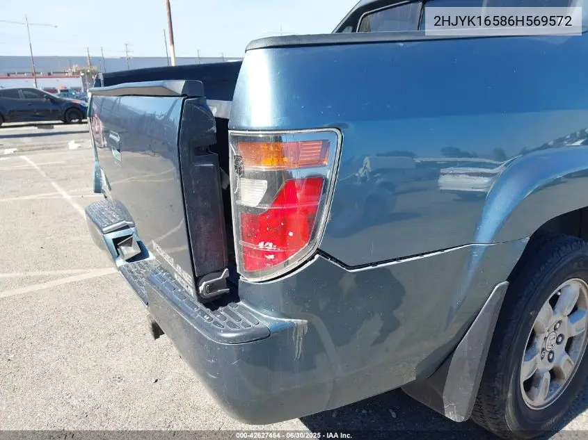 2006 Honda Ridgeline Rtl VIN: 2HJYK16586H569572 Lot: 42627464