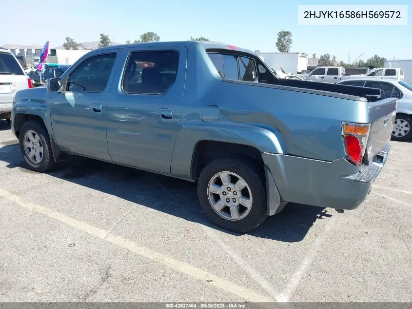 2006 Honda Ridgeline Rtl VIN: 2HJYK16586H569572 Lot: 42627464