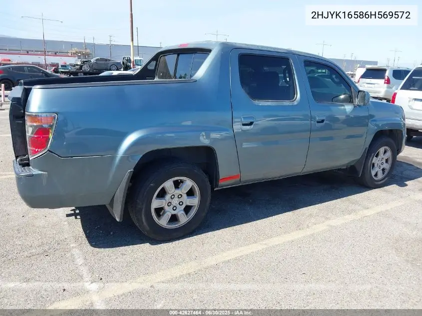 2006 Honda Ridgeline Rtl VIN: 2HJYK16586H569572 Lot: 42627464