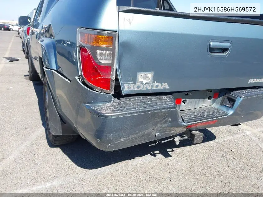 2006 Honda Ridgeline Rtl VIN: 2HJYK16586H569572 Lot: 42627464