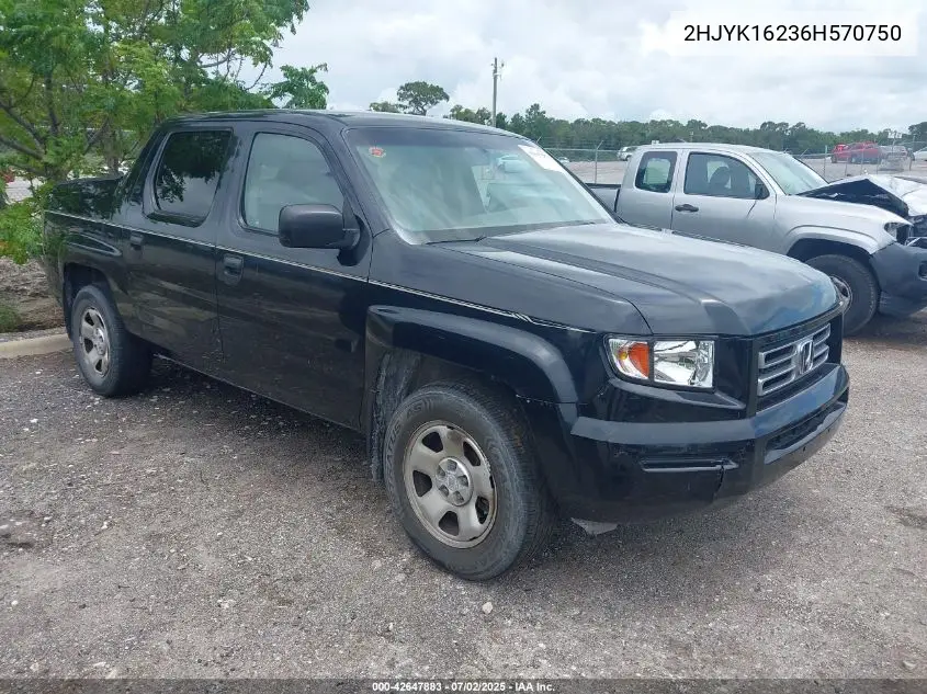 2006 Honda Ridgeline Rt VIN: 2HJYK16236H570750 Lot: 42647883