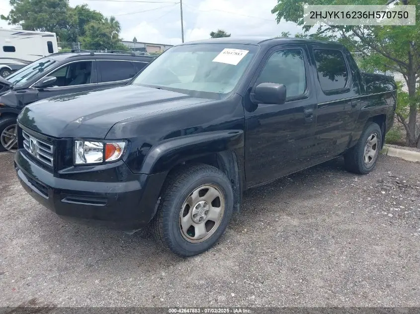 2006 Honda Ridgeline Rt VIN: 2HJYK16236H570750 Lot: 42647883