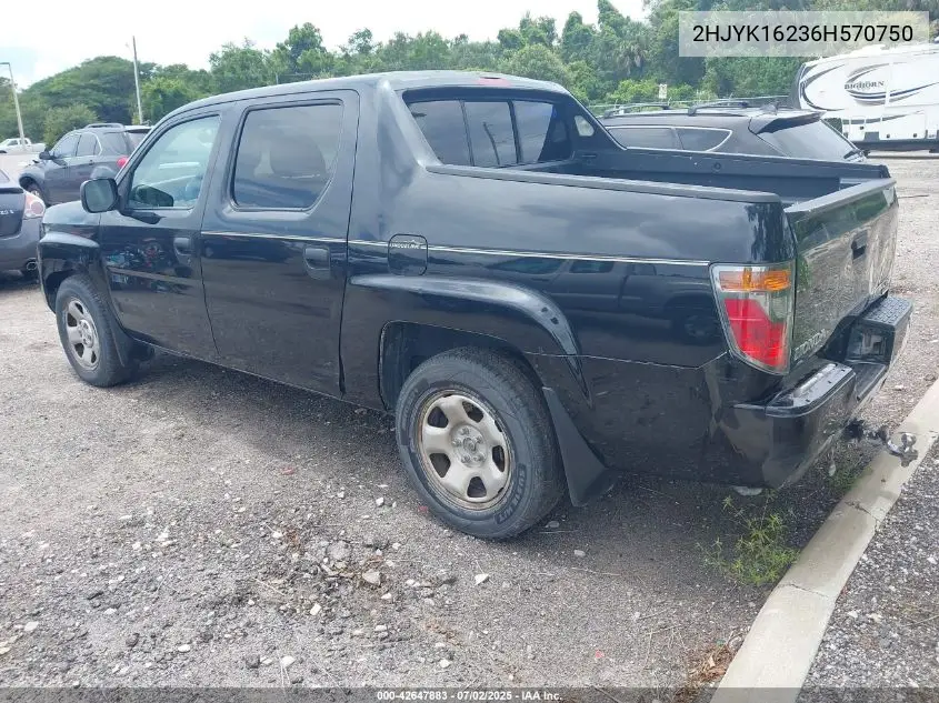 2006 Honda Ridgeline Rt VIN: 2HJYK16236H570750 Lot: 42647883