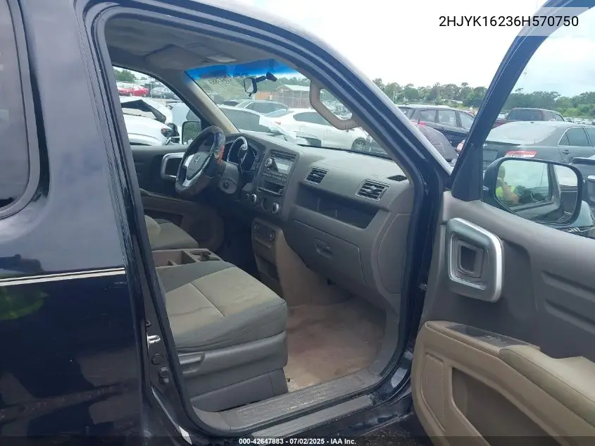 2006 Honda Ridgeline Rt VIN: 2HJYK16236H570750 Lot: 42647883