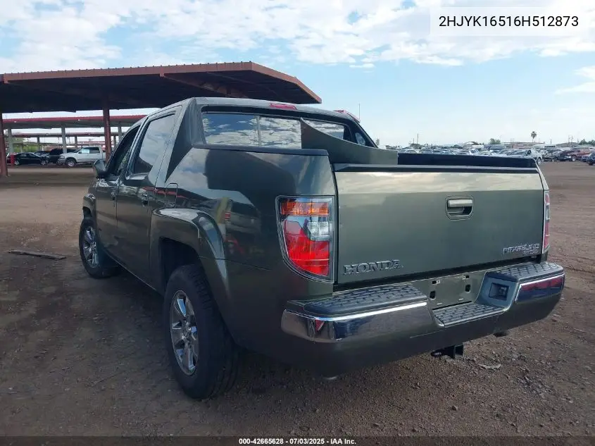 2006 Honda Ridgeline Rtl VIN: 2HJYK16516H512873 Lot: 42665628
