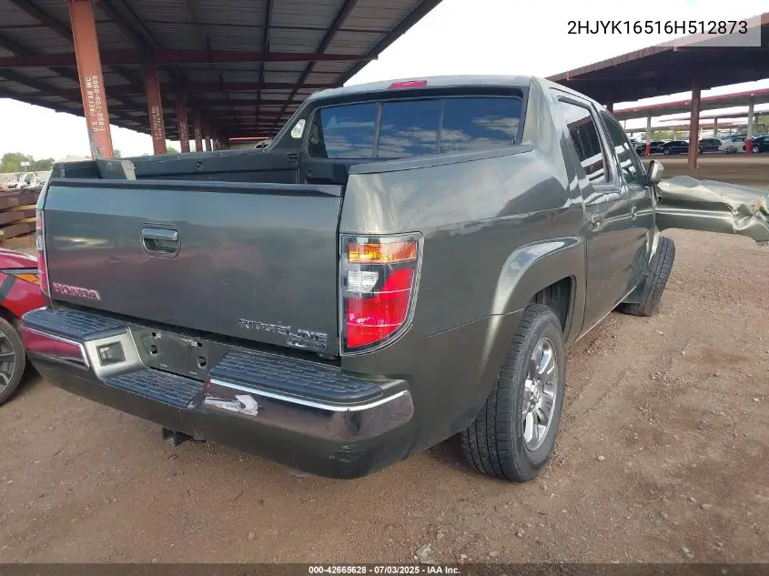 2006 Honda Ridgeline Rtl VIN: 2HJYK16516H512873 Lot: 42665628