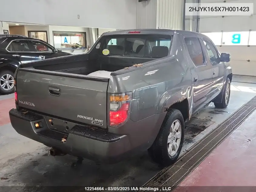 2007 Honda Ridgeline Rtl VIN: 2HJYK165X7H001423 Lot: 12254664