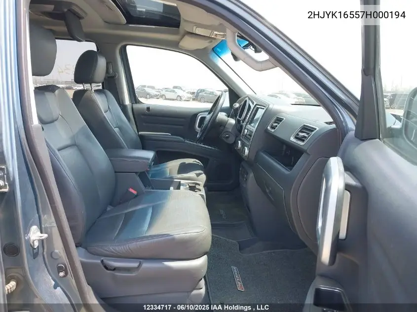 2007 Honda Ridgeline Ex-L VIN: 2HJYK16557H000194 Lot: 12334717