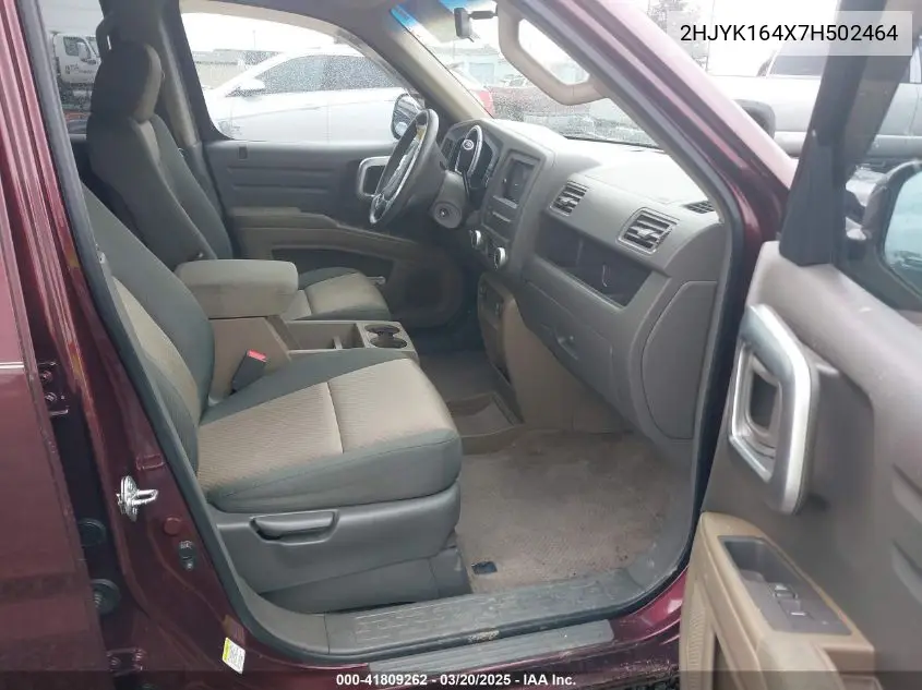 2007 Honda Ridgeline Rts VIN: 2HJYK164X7H502464 Lot: 41809262