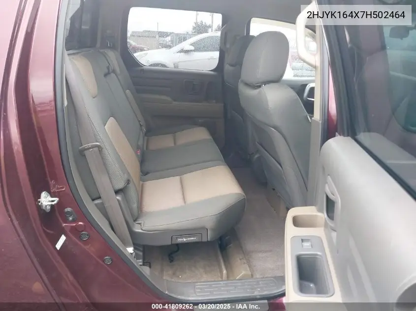 2007 Honda Ridgeline Rts VIN: 2HJYK164X7H502464 Lot: 41809262