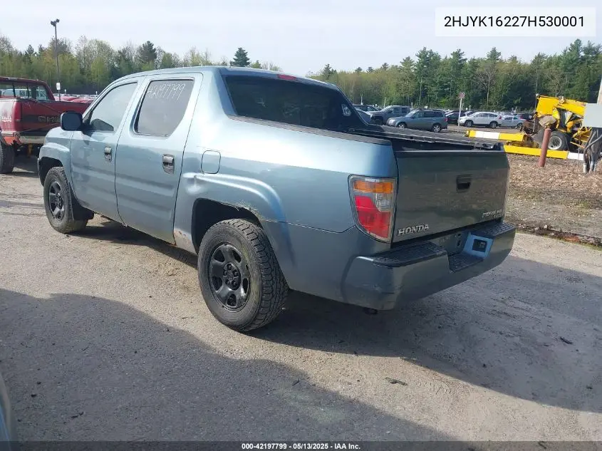 2007 Honda Ridgeline Rt VIN: 2HJYK16227H530001 Lot: 42197799