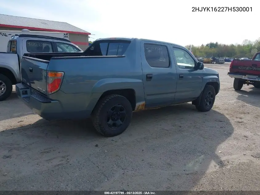 2007 Honda Ridgeline Rt VIN: 2HJYK16227H530001 Lot: 42197799