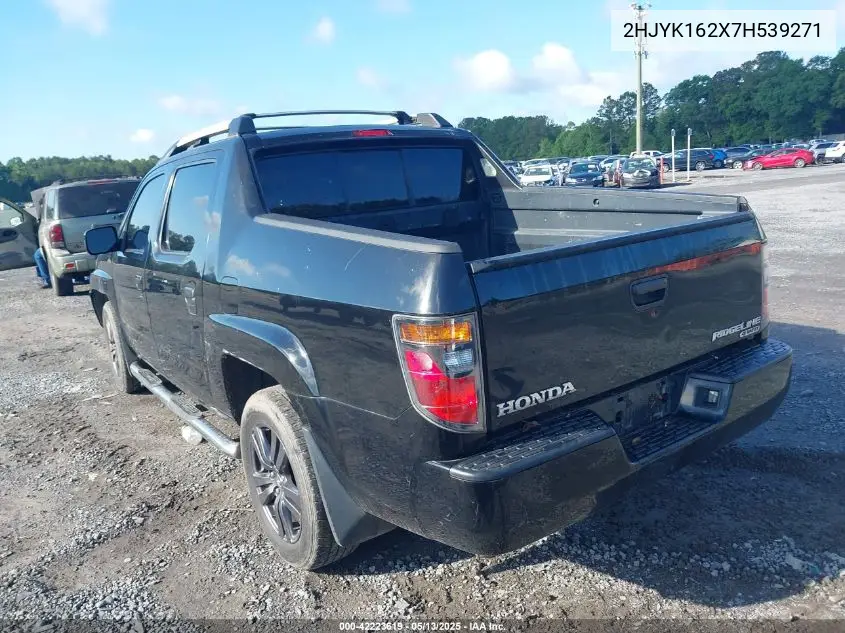 2007 Honda Ridgeline Rt VIN: 2HJYK162X7H539271 Lot: 42223619