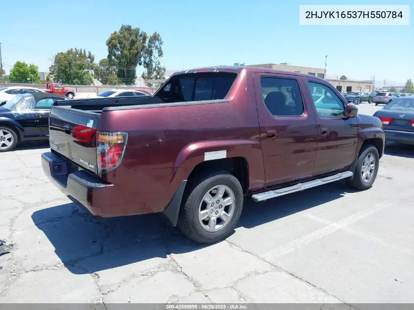 2007 Honda Ridgeline Rtl VIN: 2HJYK16537H550784 Lot: 42598999