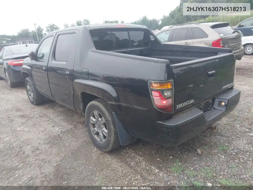 2007 Honda Ridgeline Rtx VIN: 2HJYK16307H518213 Lot: 42611046