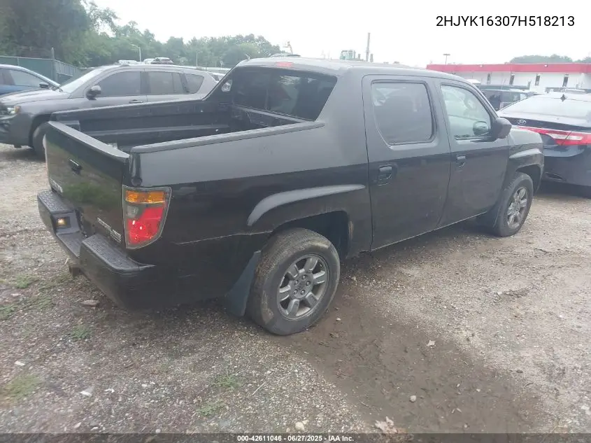 2007 Honda Ridgeline Rtx VIN: 2HJYK16307H518213 Lot: 42611046