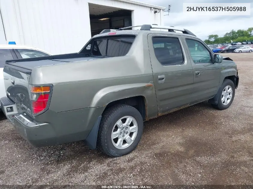 2007 Honda Ridgeline Rtl VIN: 2HJYK16537H505988 Lot: 42617470
