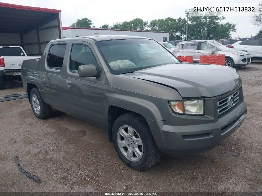 2007 Honda Ridgeline Rtl VIN: 2HJYK16517H513832 Lot: 42626411