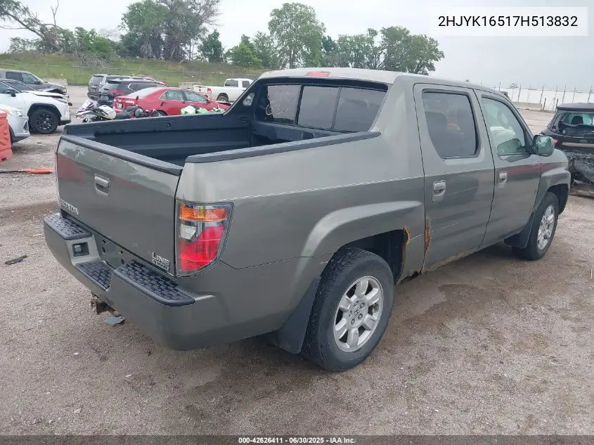2007 Honda Ridgeline Rtl VIN: 2HJYK16517H513832 Lot: 42626411