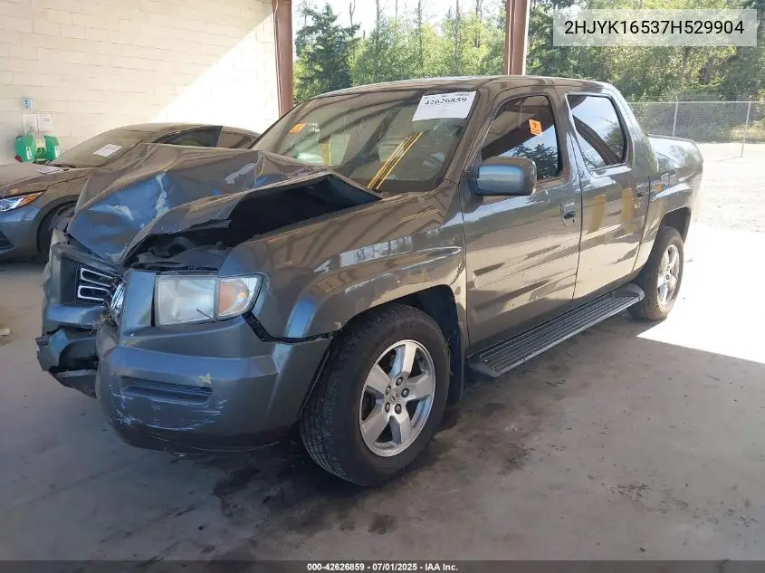 2007 Honda Ridgeline Rtl VIN: 2HJYK16537H529904 Lot: 42626859