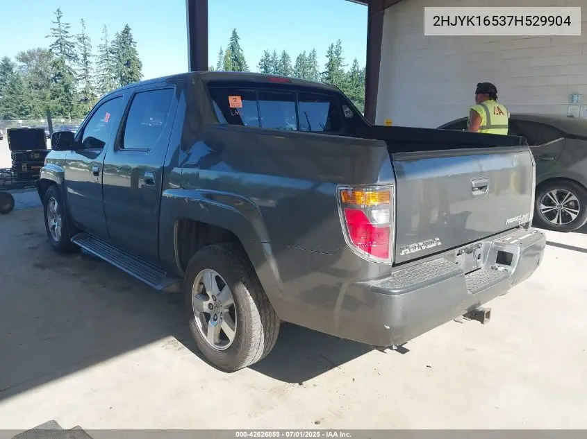 2007 Honda Ridgeline Rtl VIN: 2HJYK16537H529904 Lot: 42626859