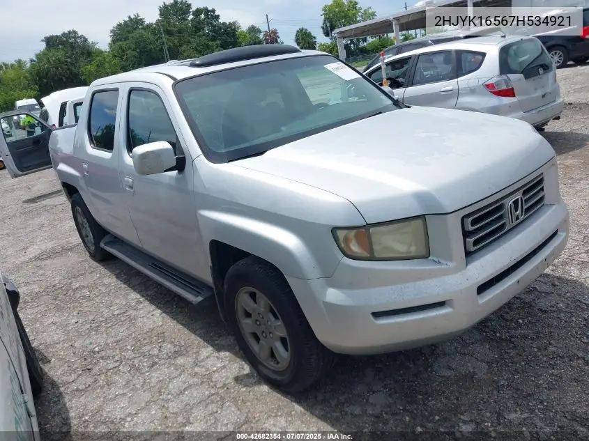 2007 Honda Ridgeline Rtl VIN: 2HJYK16567H534921 Lot: 42682354