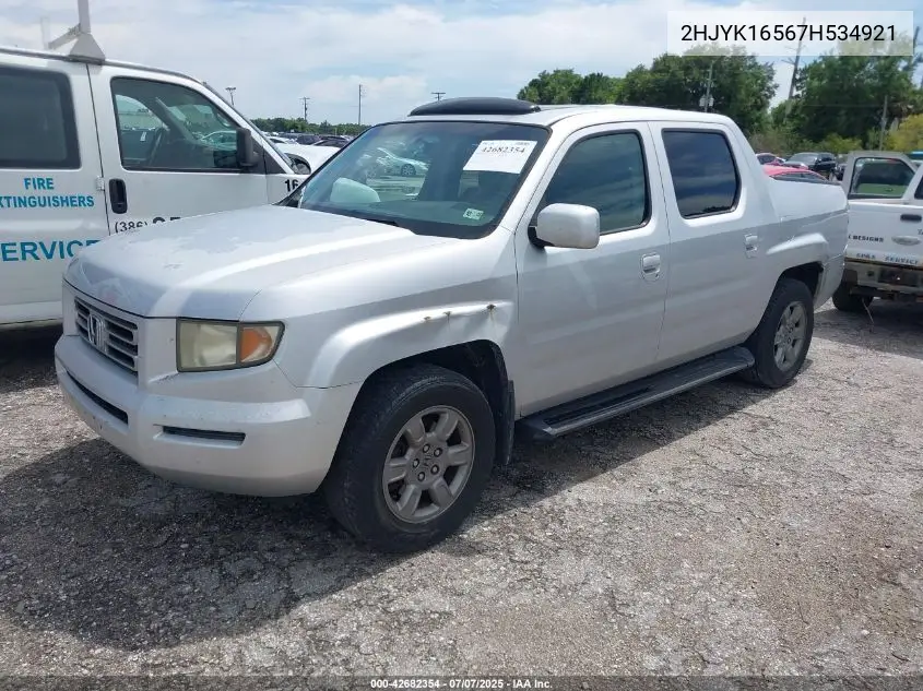 2007 Honda Ridgeline Rtl VIN: 2HJYK16567H534921 Lot: 42682354