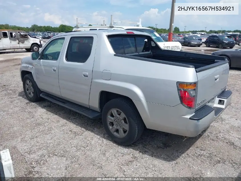 2007 Honda Ridgeline Rtl VIN: 2HJYK16567H534921 Lot: 42682354