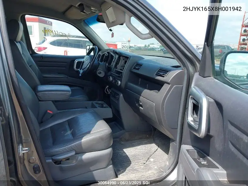2008 Honda Ridgeline Rtl VIN: 2HJYK165X8H001942 Lot: 30064990