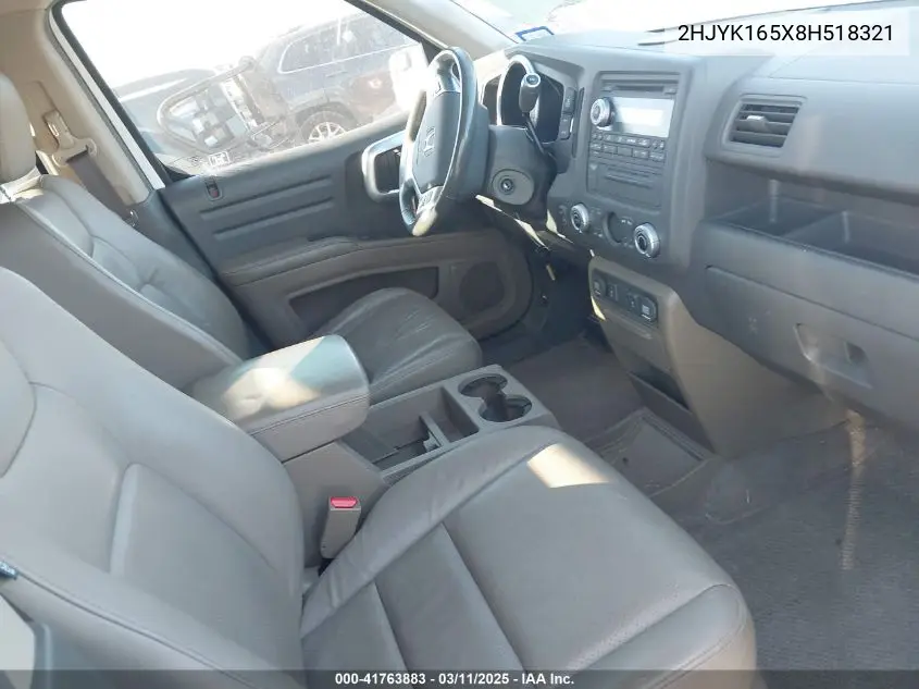2008 Honda Ridgeline Rtl VIN: 2HJYK165X8H518321 Lot: 41763883