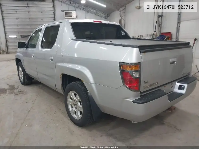 2008 Honda Ridgeline Rts VIN: 2HJYK16478H523712 Lot: 42227200