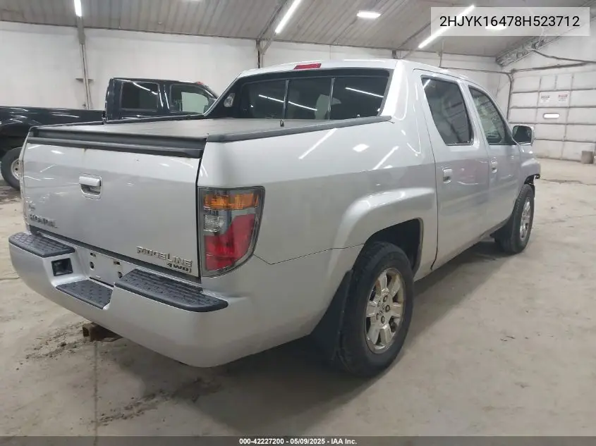 2008 Honda Ridgeline Rts VIN: 2HJYK16478H523712 Lot: 42227200