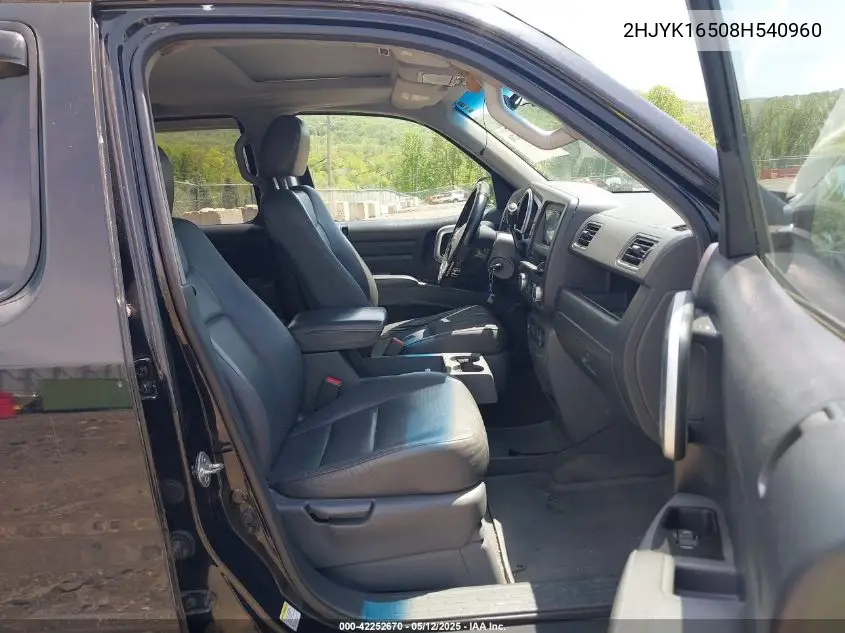 2008 Honda Ridgeline Rtl VIN: 2HJYK16508H540960 Lot: 42252670