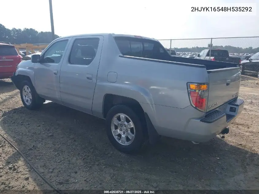 2008 Honda Ridgeline Rtl VIN: 2HJYK16548H535292 Lot: 42535721